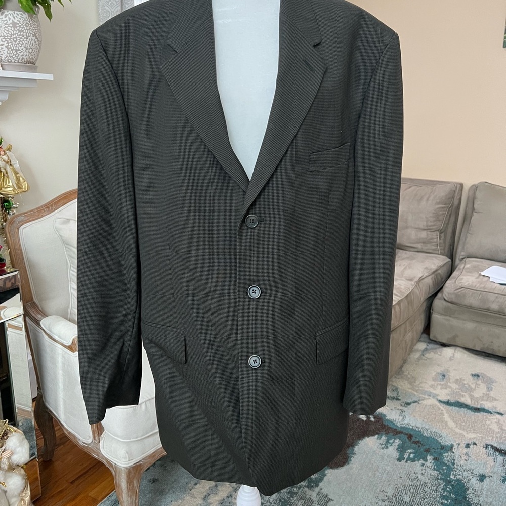 Classic Dark Green Wool Men's Blazer 46R